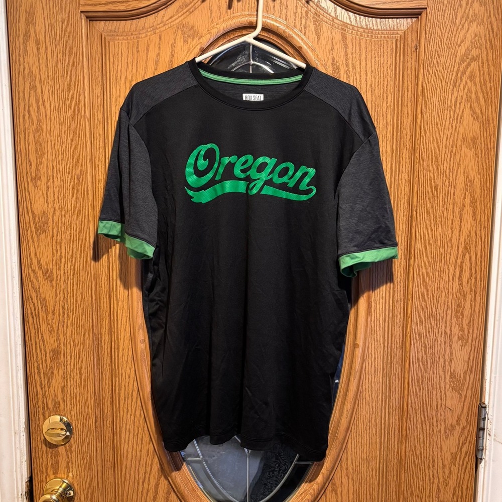 Box Seat Clothing Co Oregon Graphic T Shirt Men's XL Black‎ Green Short Sleeve